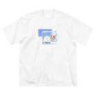 睡眠睡魔の猫サブカル水色 ビッグシルエットTシャツ