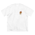 くりこ屋ねこのコロッケ　ねこ ビッグシルエットTシャツ