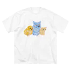 ぼくらの時間（みどり色）の仲良し三匹（背景無し） ビッグシルエットTシャツ