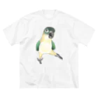 まめるりはことりのご機嫌なズグロシロハラインコのカイ君【まめるりはことり】 ビッグシルエットTシャツ