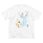 まめるりはことりのご機嫌羽セキセイインコちゃん【まめるりはことり】 ビッグシルエットTシャツ