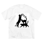 insparation｡   --- ｲﾝｽﾋﾟﾚｰｼｮﾝ｡の黒猫タワー(白黒) ビッグシルエットTシャツ