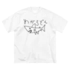 ゴロニャーのダサT屋さんのメガロドン サメ 鮫 Shark 古代鮫 らくがき ビッグシルエットTシャツ