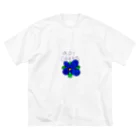 WHAHYのaoi ohana　（青いお花） ビッグシルエットTシャツ