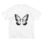 つばめの巣のモノトーン/蝶 ビッグシルエットTシャツ