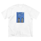 zimei-diary のペンギンの赤ちゃん達と唐草の風 ビッグシルエットTシャツ