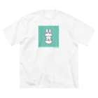 WORDMAN　SHOPのたまごドットからうさぎ誕生？うさぎビッグ青！！！ ビッグシルエットTシャツ