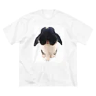 マグ🐰すもも🐰ママン(すもも)の白黒うさぎのマグ ビッグシルエットTシャツ