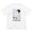 keeeeeep smilingのNO CATS, NO LIFE! 浮世絵　暑いけどネコとくっつきたい… ビッグシルエットTシャツ