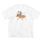 poniponiの与那国馬に乗ったクバ傘少女 ビッグシルエットTシャツ