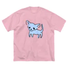 akane_art（茜音工房）のゆるチワワ（ブルー） ビッグシルエットTシャツ