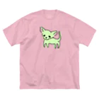 akane_art（茜音工房）のゆるチワワ（グリーン） ビッグシルエットTシャツ