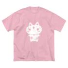 猫面飾屋　SUZURI店のウメ花ちゃんのシルエット Big T-Shirt