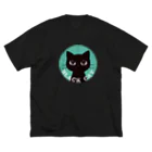 あずき缶のBLACK CAT ビッグシルエットTシャツ