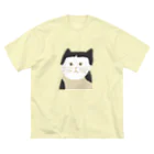 tsurukoのおかっぱ模様のねこ ビッグシルエットTシャツ