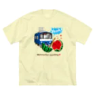 Train Kids! SOUVENIR SHOPの青い電車 「 スイカ割り 」 ビッグシルエットTシャツ