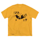 123izmの読書ねこ（黒） ビッグシルエットTシャツ