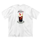 SATONOEの喫茶メニュー　白ロゴ＆コーラフロート ビッグシルエットTシャツ