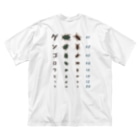 ★SUZURIのTシャツセール開催中！！！☆kg_shopの[☆両面] ゲンゴロウどっち【視力検査表パロディ】 Big T-Shirt