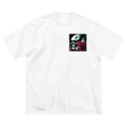 kazeou（風王）の死神と薔薇（四角）AI生成 ビッグシルエットTシャツ