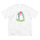 akane_art（茜音工房）のいきものイラスト（ニワトリの親子） ビッグシルエットTシャツ