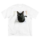 雑貨屋TOMOZOファクトリーの黒猫む〜広報部長 ビッグシルエットTシャツ