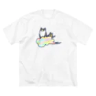 cosmicatiromの五色の雲と二匹の猫 ビッグシルエットTシャツ