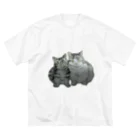 ハチワレ屋の手描き風猫シャツ Big T-Shirt