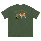 キッズモード某の日本の犬とお茶  ビッグシルエットTシャツ