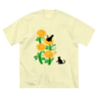 MegSan's free design🌷のフラワーキャットタワー(黒猫) ビッグシルエットTシャツ