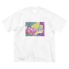 jun-hoshiの清らかな心・蓮の花 ビッグシルエットTシャツ
