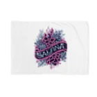 N SAUNA LOGOのネオン風花柄サウナロゴ11　花柄ver.4 Blanket