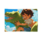AQUAMETAVERSEの恐竜と少年が楽しく遊ぶ友情　なでしこ1478 ブランケット