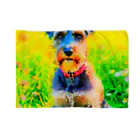 犬好きのしましまの水彩画の犬 花畑のシュナウザーのイラスト Blanket