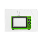 illust_designs_labのレトロな昭和の可愛い緑色テレビのイラスト 画面オン ブランケット