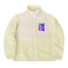 シロクマペンギンの昭和レトロアニメ風近未来ガール Boa Fleece Jacket