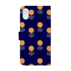 sonoteniの北欧　花柄　ネイビー #103 Book-Style Smartphone Case :back