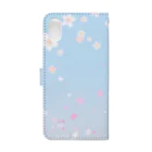 sonoteniの花柄　桜 2-2　ブルー　#109 Book-Style Smartphone Case :back