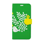 monetのお花と小鳥 Book-Style Smartphone Case