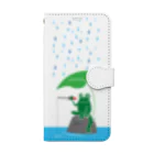 ワカボンドのカエルが雨の中釣りをするでケロ Book-Style Smartphone Case