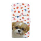 ぽんずのLovelyシーズー犬グッズのシーズー親子のスマホカバー ホワイト＆ハート Book-Style Smartphone Case