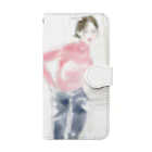 Yuriko OyamaのPink knit woman Book-Style Smartphone Case