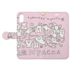 NYACHA&BOOCHAのにゃーちゃのヘッダー(ピンク) Book-Style Smartphone Case:Opened (outside)