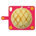 Pop-Hanaのメロンパンと花ボタン iPhoneXS/S用 Book-Style Smartphone Case:Opened (outside)