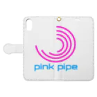 PinkPipeのPINK PIPEロゴマーク 手帳型スマホケースを開いた場合(外側)