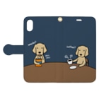 efrinmanのコーヒー&スナック（ネイビー） Book-Style Smartphone Case:Opened (outside)