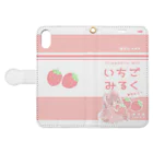 椎名めろん[melomelon]のいちごみるくちゃん Book-Style Smartphone Case:Opened (outside)