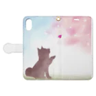 caprice-yk-sunの柴犬と桜 Book-Style Smartphone Case:Opened (outside)