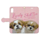 ぽんずのLovelyシーズー犬グッズのシーズー親子のスマホカバー 水玉ストロベリー Book-Style Smartphone Case:Opened (outside)