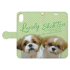 ぽんずのLovelyシーズー犬グッズのシーズー親子のスマホカバー メロン Book-Style Smartphone Case:Opened (outside)